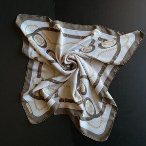 Vintage 90s Must de Cartier Silk Scarf Equestrian Print 34"